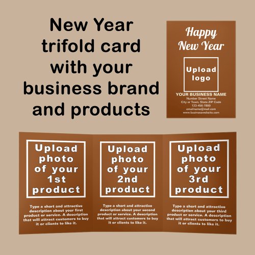 Business New Year Brown Trifold Card