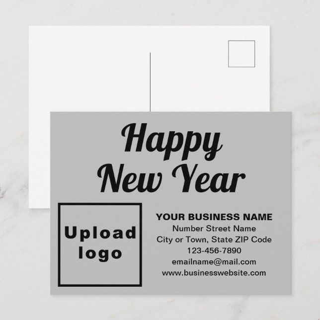 Business New Year Gray Holiday Postcard (Front/Back)