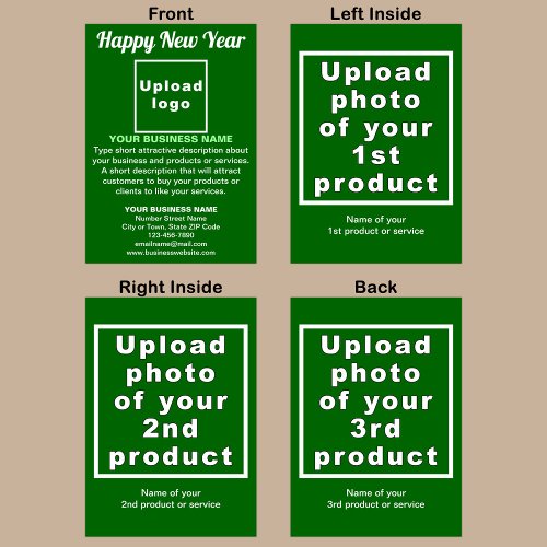 Business New Year Green Folded Greeting Card