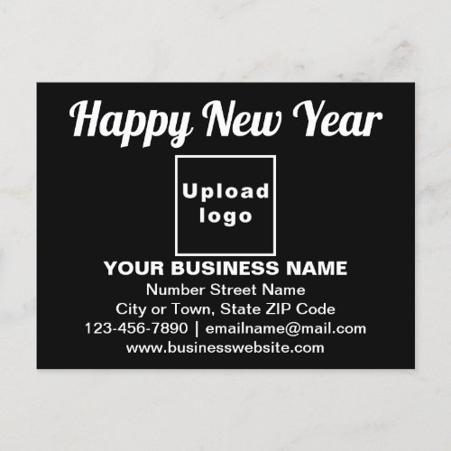 Business New Year Greeting on Black Postcard