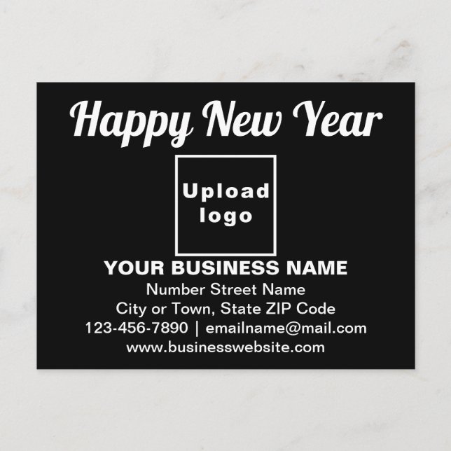 Business New Year Greeting on Black Postcard (Front)