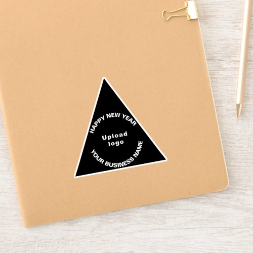 Business New Year Greeting on Black Triangle Vinyl Sticker