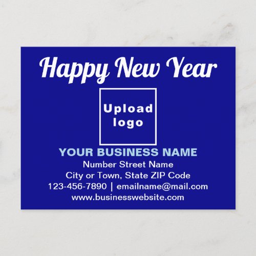 Business New Year Greeting on Blue Postcard