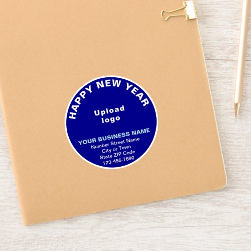 Business New Year Greeting on Blue Round Vinyl Sticker