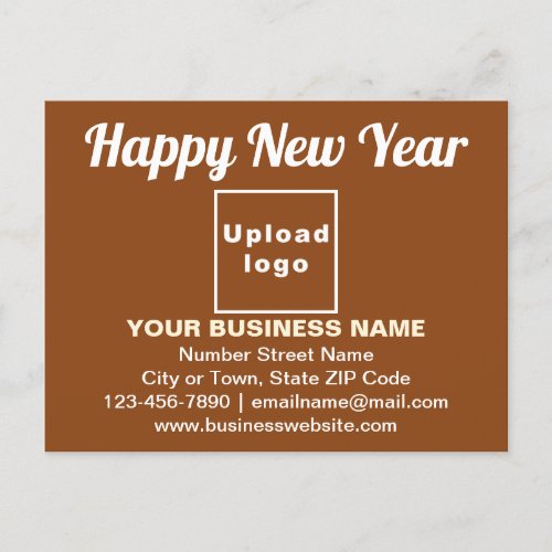 Business New Year Greeting on Brown Postcard