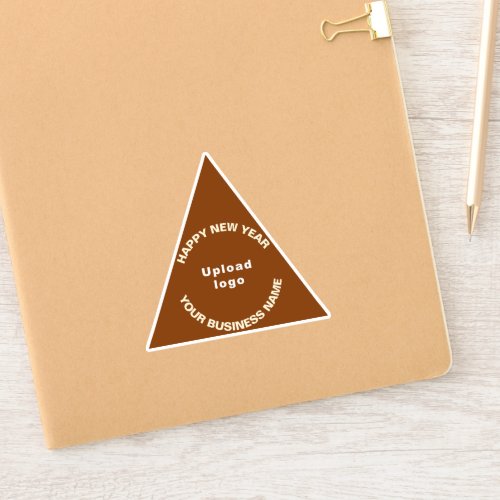 Business New Year Greeting on Brown Triangle Vinyl Sticker