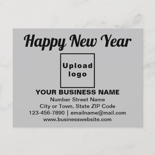 Business New Year Greeting on Gray Postcard