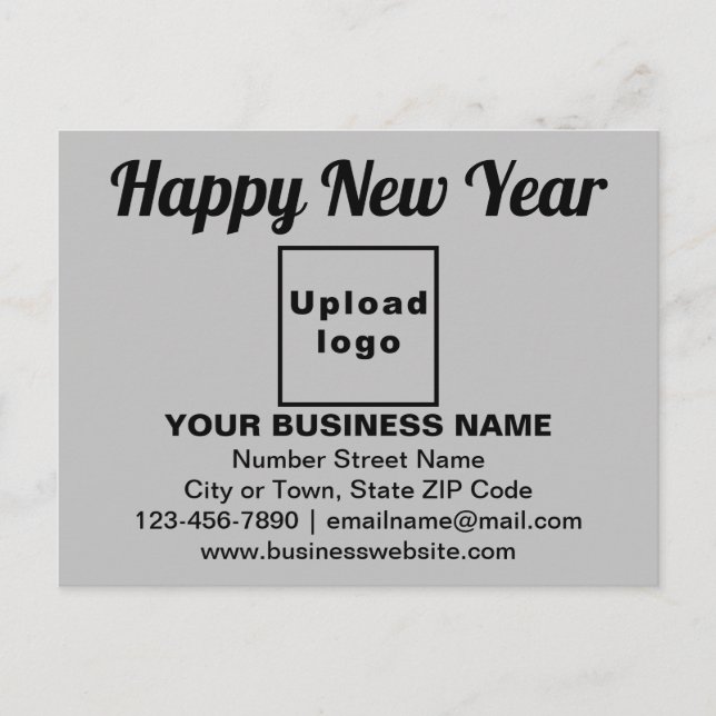 Business New Year Greeting on Gray Postcard (Front)