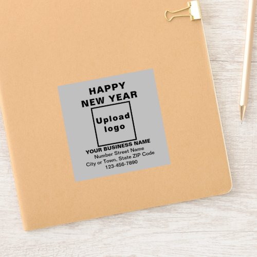 Business New Year Greeting on Gray Square Vinyl Sticker