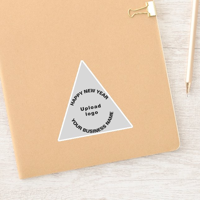 Business New Year Greeting on Gray Triangle Vinyl Sticker (Notebook)