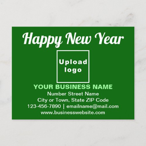 Business New Year Greeting on Green Postcard