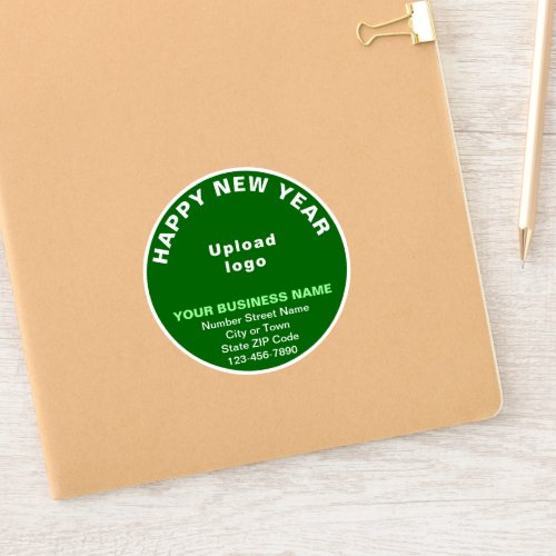 Business New Year Greeting on Green Round Vinyl Sticker