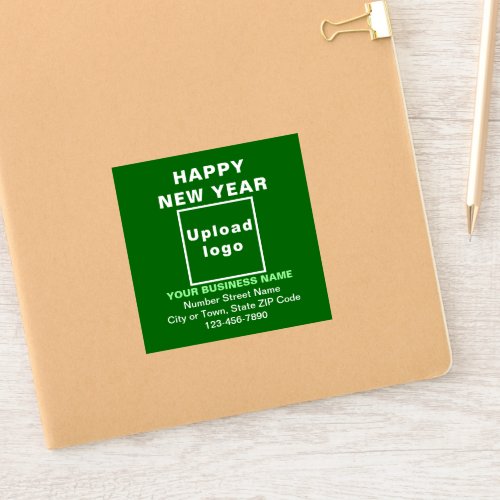 Business New Year Greeting on Green Square Vinyl Sticker