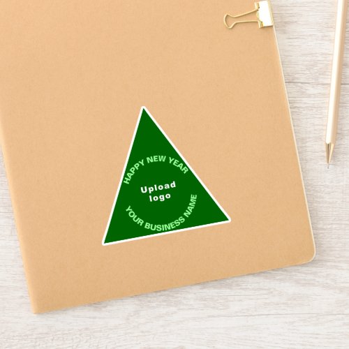 Business New Year Greeting on Green Triangle Vinyl Sticker