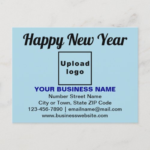 Business New Year Greeting on Light Blue Postcard
