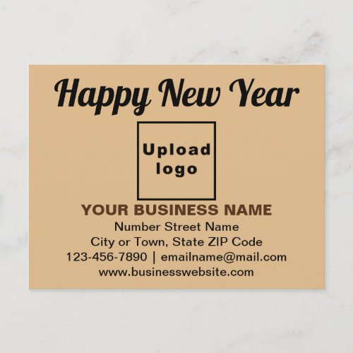 Business New Year Greeting on Light Brown Postcard