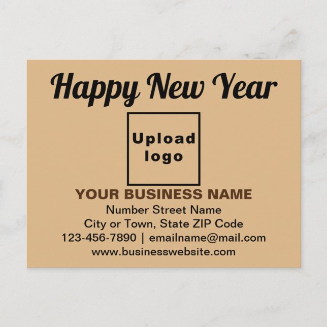 Business New Year Greeting on Light Brown Postcard (Front)