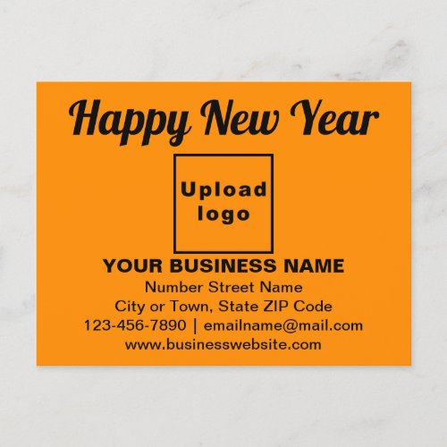 Business New Year Greeting on Orange Color Postcard