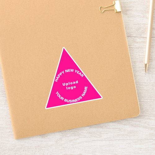 Business New Year Greeting on Pink Triangle Vinyl Sticker