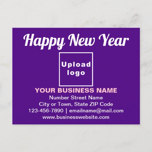 Business New Year Greeting on Purple Postcard