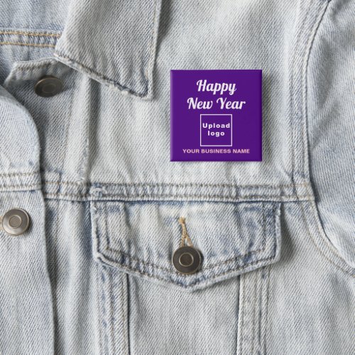 Business New Year Greeting on Purple Square Button