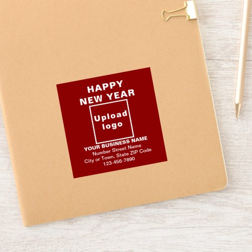 Business New Year Greeting on Red Square Vinyl Sticker