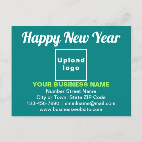 Business New Year Greeting on Teal Green Postcard