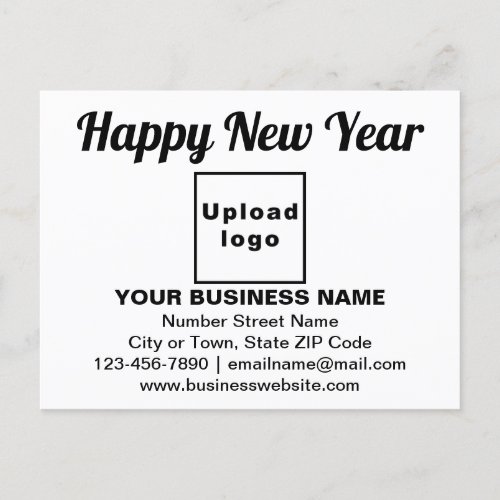 Business New Year Greeting on White Postcard