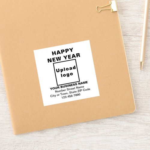 Business New Year Greeting on White Square Vinyl Sticker