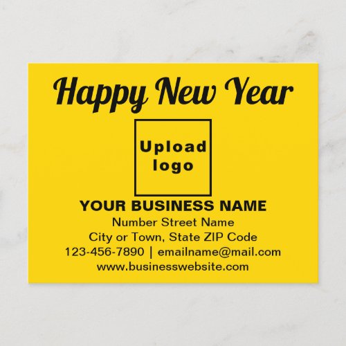 Business New Year Greeting on Yellow Postcard