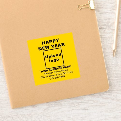 Business New Year Greeting on Yellow Square Vinyl Sticker