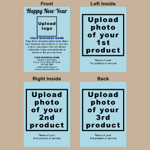 Business New Year Light Blue Folded Greeting Card