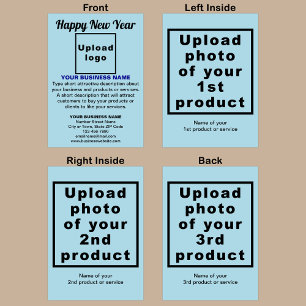 Business New Year Light Blue Folded Holiday Card