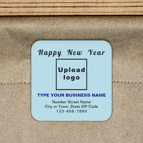 Business New Year Light Blue Square Sticker