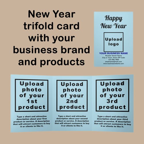 Business New Year Light Blue Trifold Card