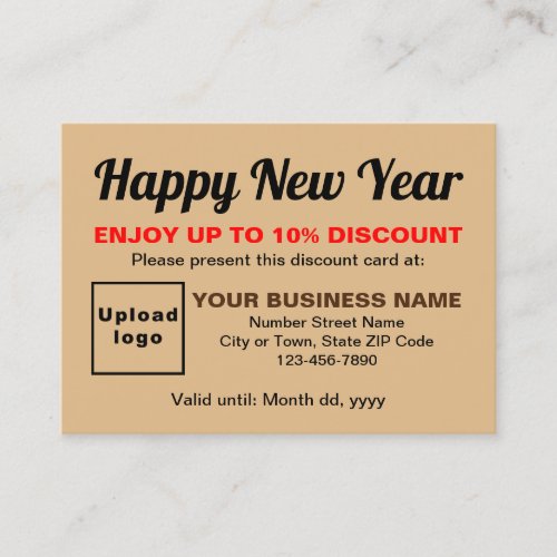 Business New Year Light Brown Discount Card