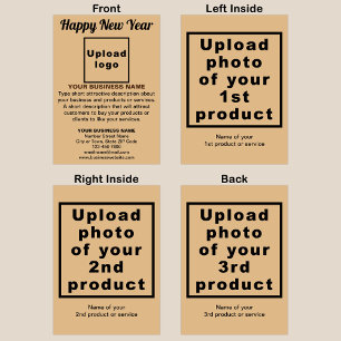 Business New Year Light Brown Folded Greeting Card