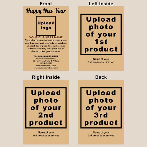Business New Year Light Brown Folded Greeting Card