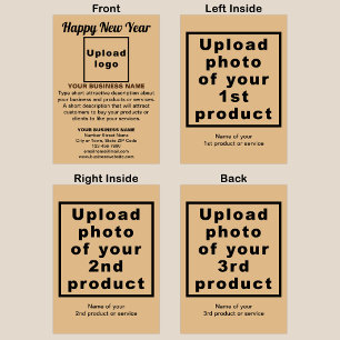 Business New Year Light Brown Folded Holiday Card