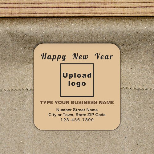 Business New Year Light Brown Square Sticker