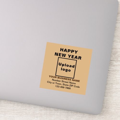 Business New Year Light Brown Square Vinyl Sticker