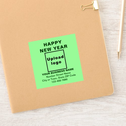 Business New Year Light Green Square Vinyl Sticker