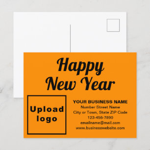 Business New Year Orange Color Holiday Postcard