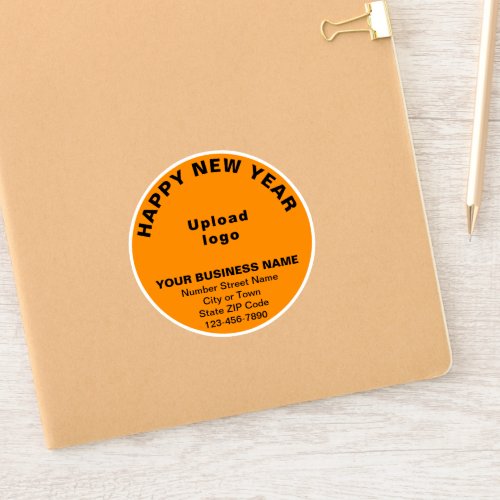 Business New Year Orange Color Round Vinyl Sticker