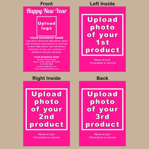 Business New Year Pink Folded Greeting Card