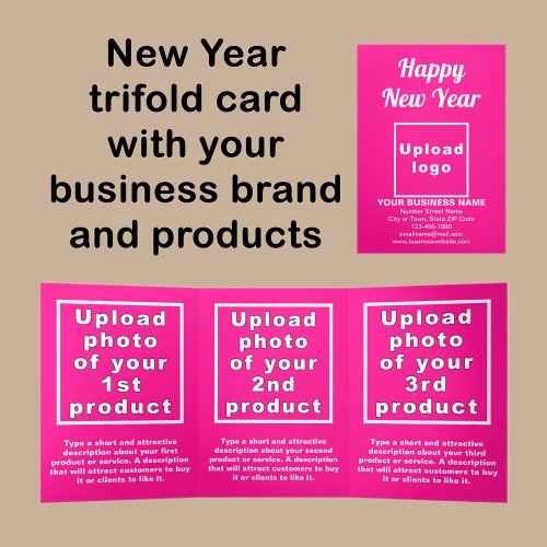 Business New Year Pink Trifold Card