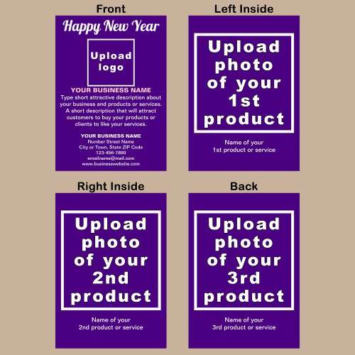 Business New Year Purple Folded Greeting Card