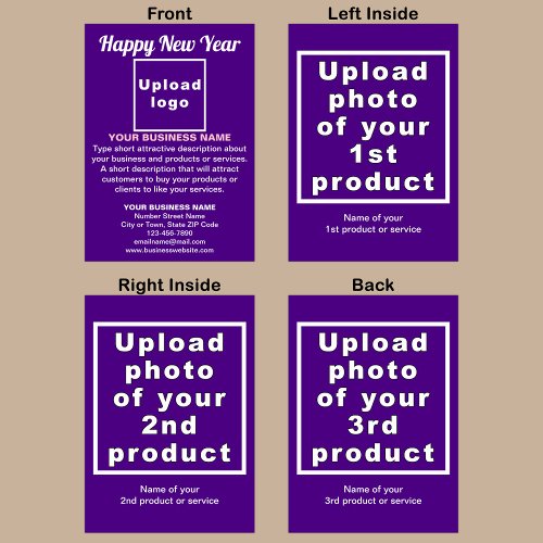 Business New Year Purple Folded Holiday Card