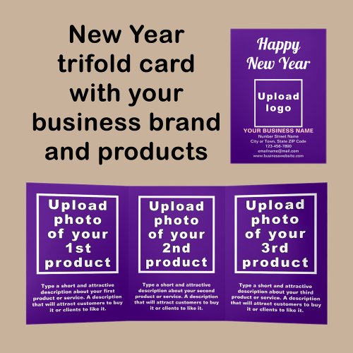 Business New Year Purple Trifold Card
