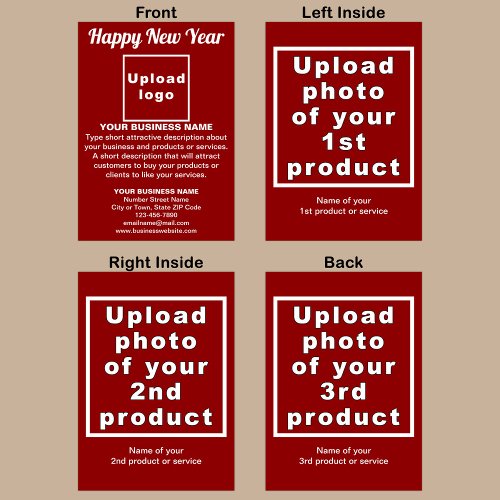 Business New Year Red Folded Greeting Card